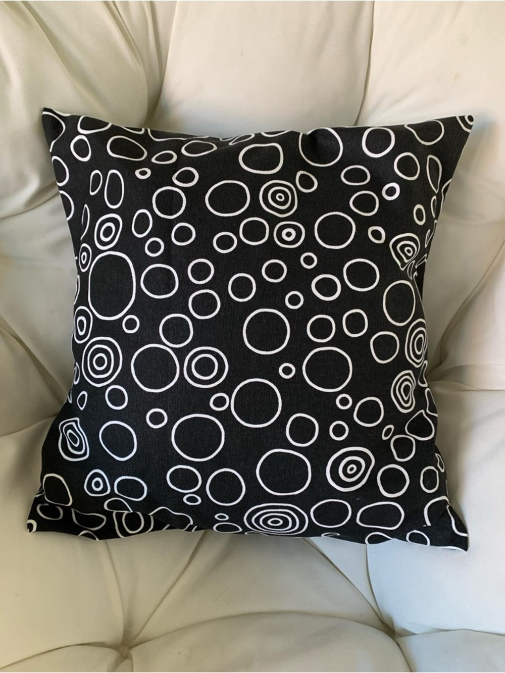 Modern Black Accent Pillow cover with White Circle Motif